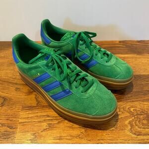 Adidas Gazelle Platform Sneakers Women’s 9 Green Blue Suede Fashion Shoes